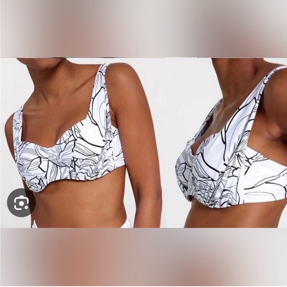 CALIA by Carrie Underwood Black and White Artistic Bathing suit Top size 34D NWT - Picture 1 of 7